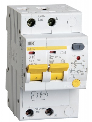 IEK Дифференциальный автоматический выключатель АД12М 2Р С10 30мА