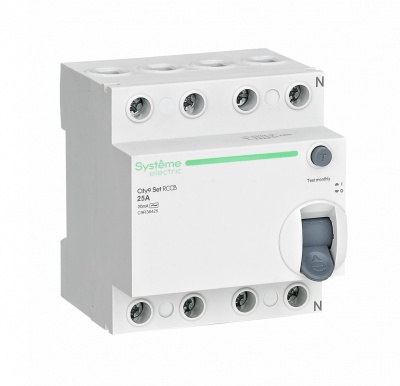 УЗО Выключатель дифференциального тока (ВДТ) Systeme Electric City9 25А 4п 30мА Тип-AC 400В C9R36425